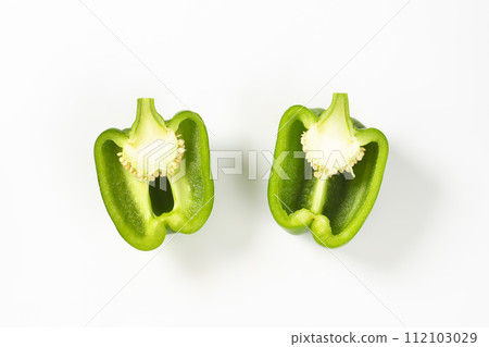 Halved green bell pepper Halved green bell pepper 112103029