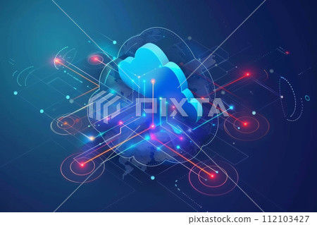 AI-generated content. Futuristic background Data Transfer. technology concept. Futuristic cyberspace background. Generative AI 112103427