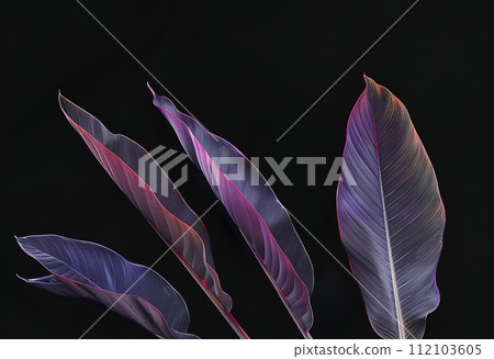 AI-generated content. Iridescent leaves in an unearthly glow: a mesmerizing manifestation of the beauty of nature 112103605