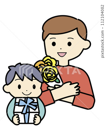 Father's Day: Boy giving a present to his father 112104082