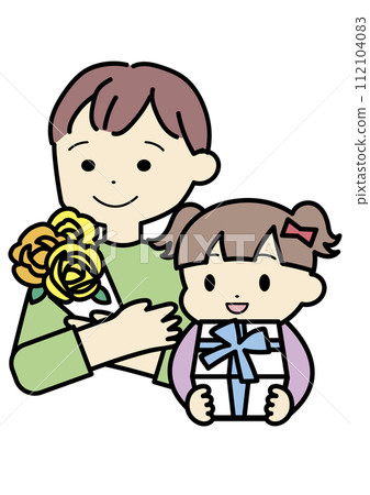 Father's Day: A girl giving a present to her father 112104083