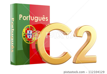 C2 Portuguese level, concept. C2 Proficiency. 3D rendering 112104129