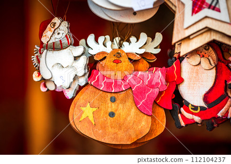Sibiu, Romania. Winter decoration Christmas Market, Transylvania travel destination. 112104237