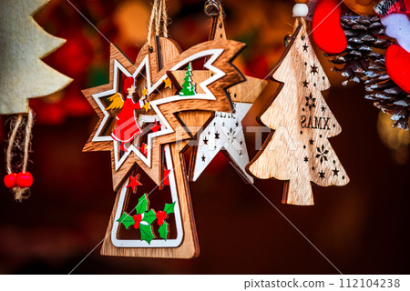 Sibiu, Transylvania - Christmas Market decorations, Romania. 112104238