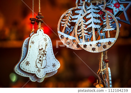Sibiu, Transylvania - Christmas Market decorations, Romania. 112104239