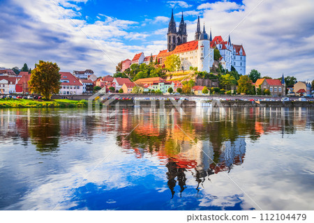 Meissen, Germany. Albrechtsburg castle and cathedral on the River Elbe, Saxony. 112104479
