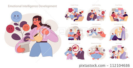 Socio-psychological support set. Various therapeutic methods nurturing emotional well-being. Techniques for personal growth. Socio-psychological support set. Various therapeutic methods nurturing emotional well-being. Techniques for personal growth. 112104686