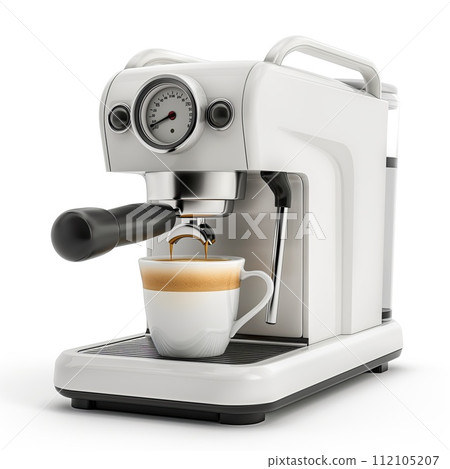 AI-generated content. Coffee machine on a white background AI-generated content. Coffee machine on a white background 112105207