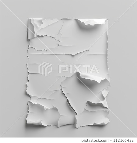 AI-generated content. Ripped paper on white background 112105452