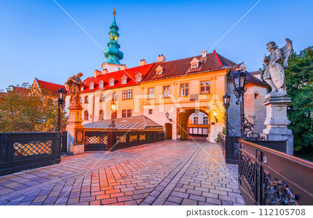 Bratislava, Slovakia. A street in the Old Town leading to Michael's Gate tower. 112105708