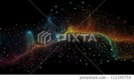 Dynamic Interconnected Dots Abstract Representation of Futuristic Large Language Models with Vibrant Colors, generative AI 112105758