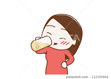 (Upper body diagonal) A woman who drinks beer deliciously and gets drunk (Upper body diagonal) A woman who drinks beer deliciously and gets drunk 112105842