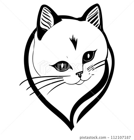cat love valentine heart illustration sketch draw  112107187