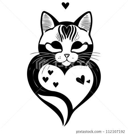 cat love valentine heart illustration sketch draw cat love valentine heart illustration sketch draw 112107192