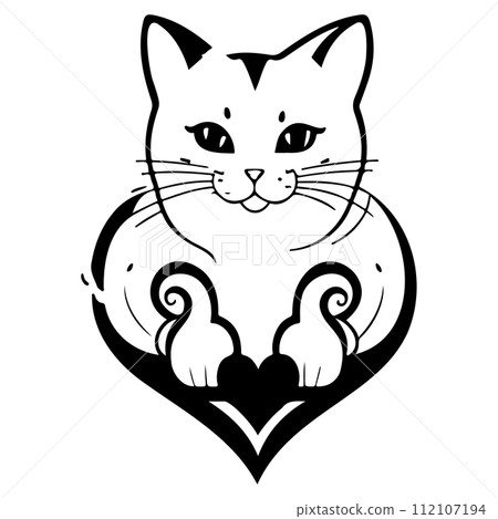 cat love valentine heart illustration sketch draw cat love valentine heart illustration sketch draw 112107194
