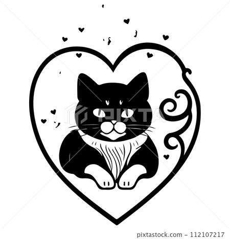 cat love valentine heart illustration sketch draw  112107217