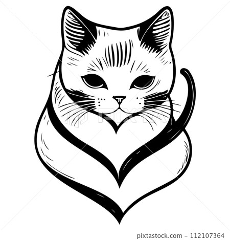 cat love valentine heart illustration sketch draw  112107364