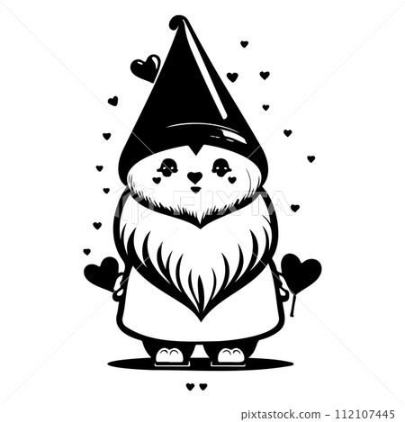 gnome love valentine illustration sketch draw black 112107445