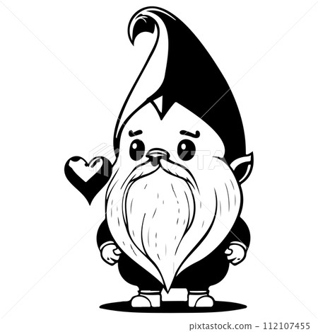 gnome love valentine illustration sketch draw black 112107455