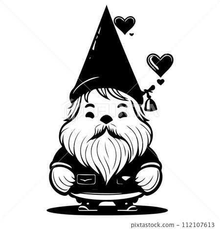 gnome love valentine illustration sketch draw black 112107613