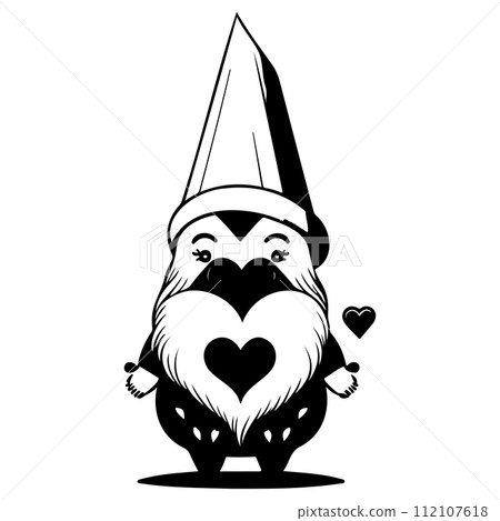 gnome love valentine illustration sketch draw black 112107618
