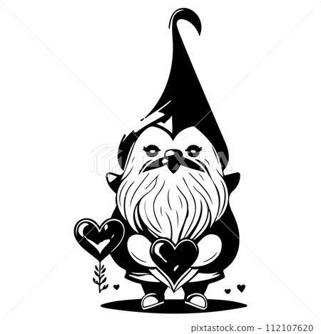 gnome love valentine illustration sketch draw black gnome love valentine illustration sketch draw black 112107620
