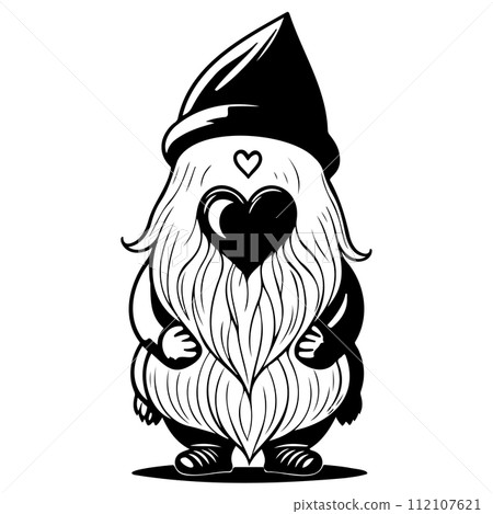 gnome love valentine illustration sketch draw black 112107621