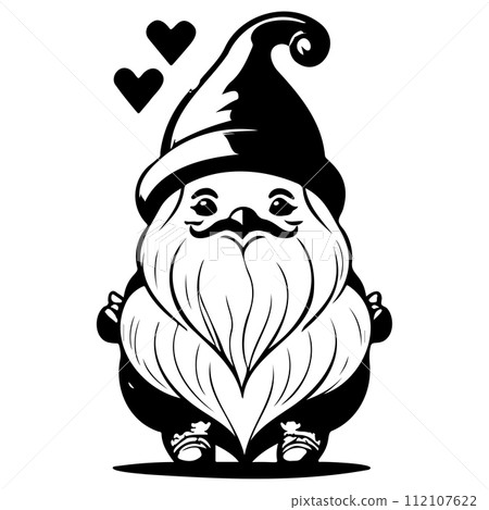 gnome love valentine illustration sketch draw black 112107622