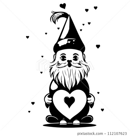 gnome love valentine illustration sketch draw black gnome love valentine illustration sketch draw black 112107623