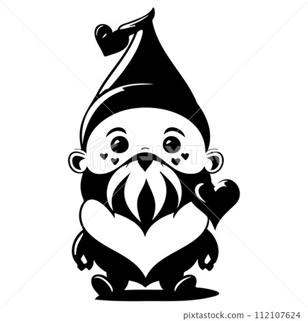 gnome love valentine illustration sketch draw black 112107624