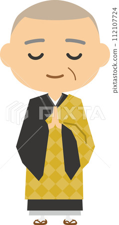 Image illustration of a cute monk clasping his hands together Image illustration of a cute monk clasping his hands together 112107724