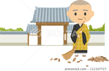 三門前僧侶掃地的插圖 112107727