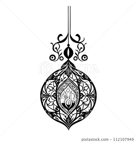 Ramadan Hanging lamp black illustration sketch draw black 112107949