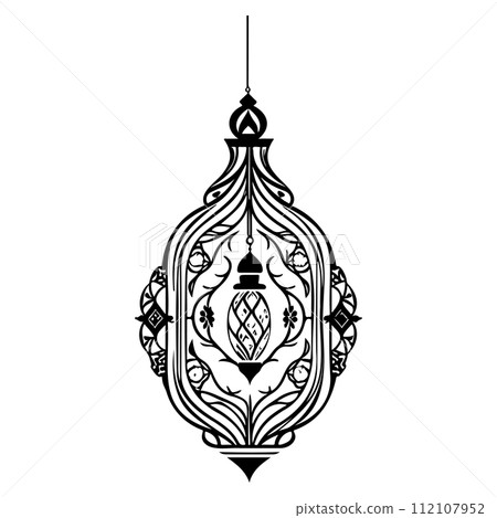 Ramadan Hanging lamp black illustration sketch draw black 112107952