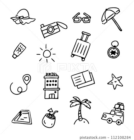 Hand drawn vacation illustration set Hand drawn vacation illustration set 112108284