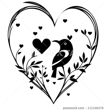 bird valentine heart love illustration draw  112108378