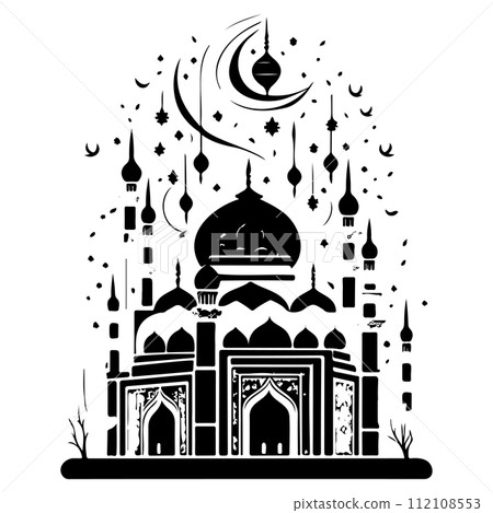 mosque ramadan ornament lantern ligh illustration sketch hand draw  112108553