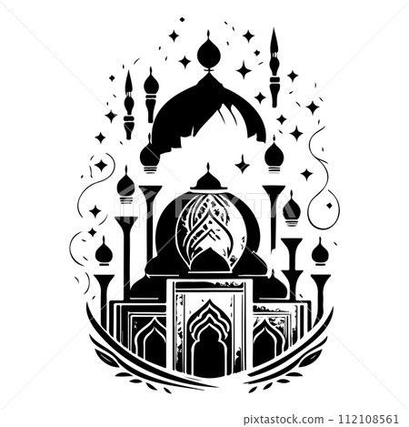 mosque ramadan ornament lantern ligh illustration sketch hand draw  112108561