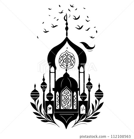 mosque ramadan ornament lantern ligh illustration sketch hand draw  112108563