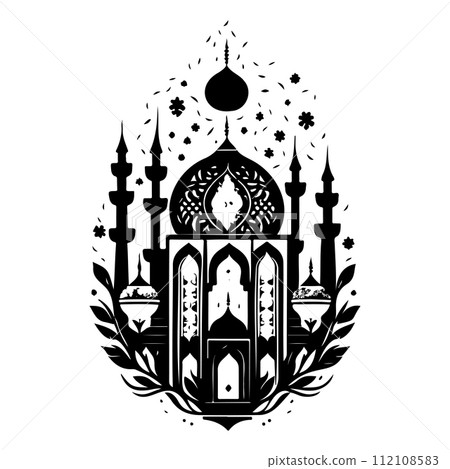 mosque ramadan ornament lantern ligh illustration sketch hand draw  112108583