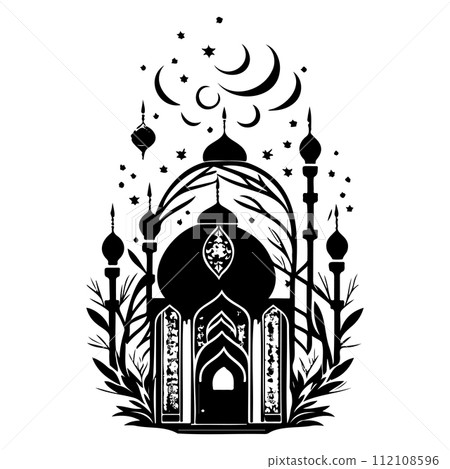 mosque ramadan ornament lantern ligh illustration sketch hand draw  112108596
