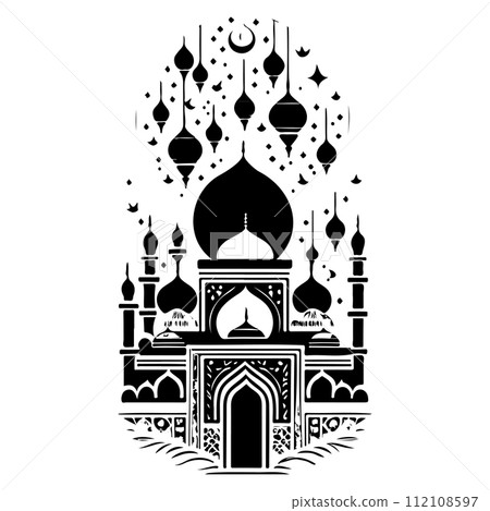 mosque ramadan ornament lantern ligh illustration sketch hand draw mosque ramadan ornament lantern ligh illustration sketch hand draw 112108597