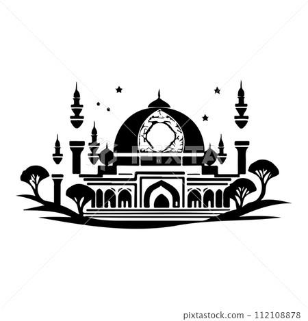 Ramadan kareem moon jerusalem Mosque illustration draw black Ramadan kareem moon jerusalem Mosque illustration draw black 112108878