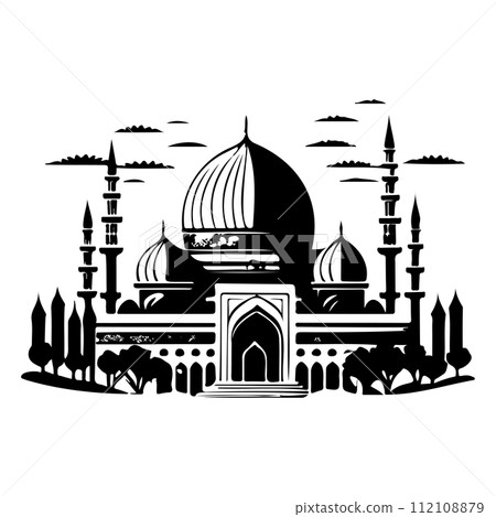 Ramadan kareem moon jerusalem Mosque illustration draw black Ramadan kareem moon jerusalem Mosque illustration draw black 112108879