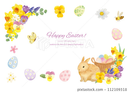 Cute illustration material of Easter eggs with watercolor touch 112109318