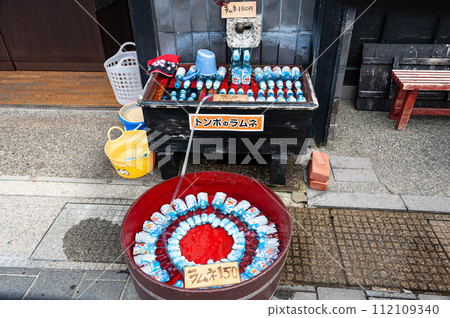 Cold Ramune soda sold at a shop in the Wajima Morning Market 112109340