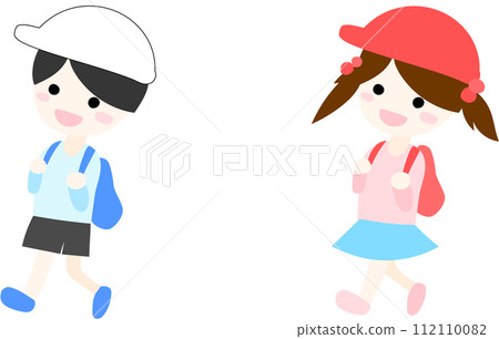 Illustration of elementary school students walking Illustration of elementary school students walking 112110082