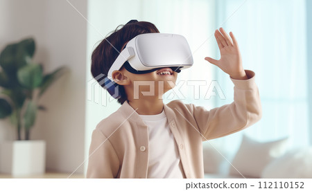AI-generated content. Child in VR glasses. AI-generated content. Child in VR glasses. 112110152