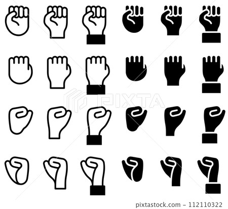 Vector illustration set of clenched fist, rock-paper-scissors goo 112110322