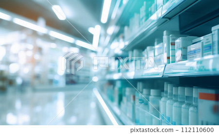 AI-generated content. The blurred abstract background of the pharmacy. 112110600